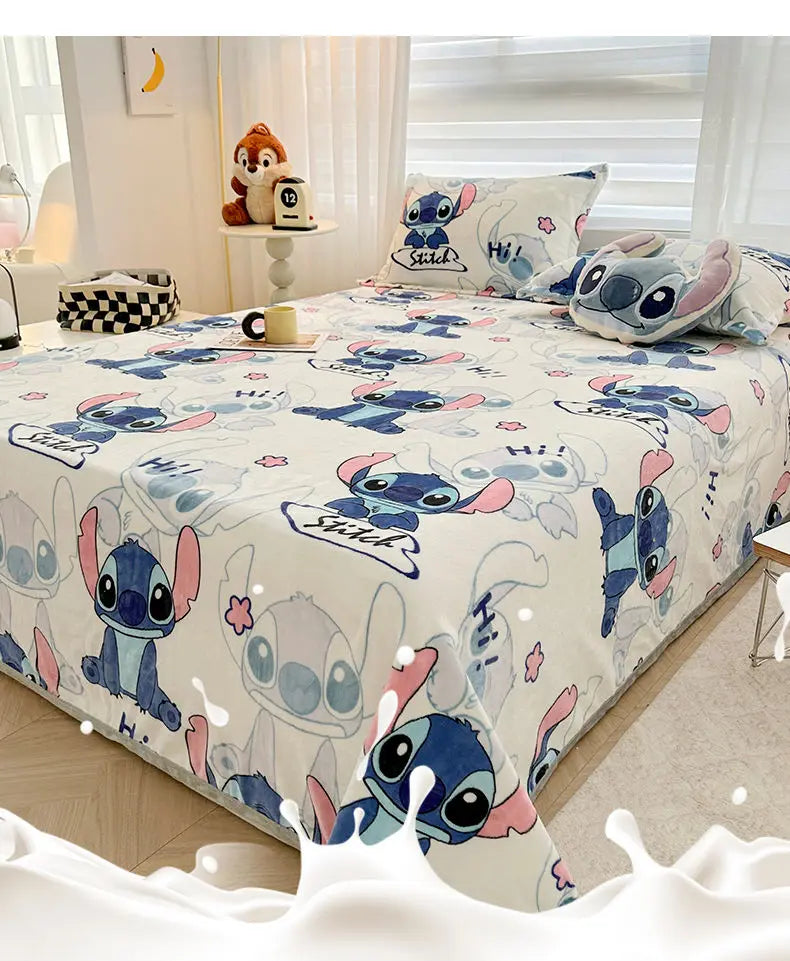 Stitch Cartoon Blanket Kawaii Lightweight Style Home Textile Flannel Soft Throw Blanket Bedding Sofa Cover for Kids Gift