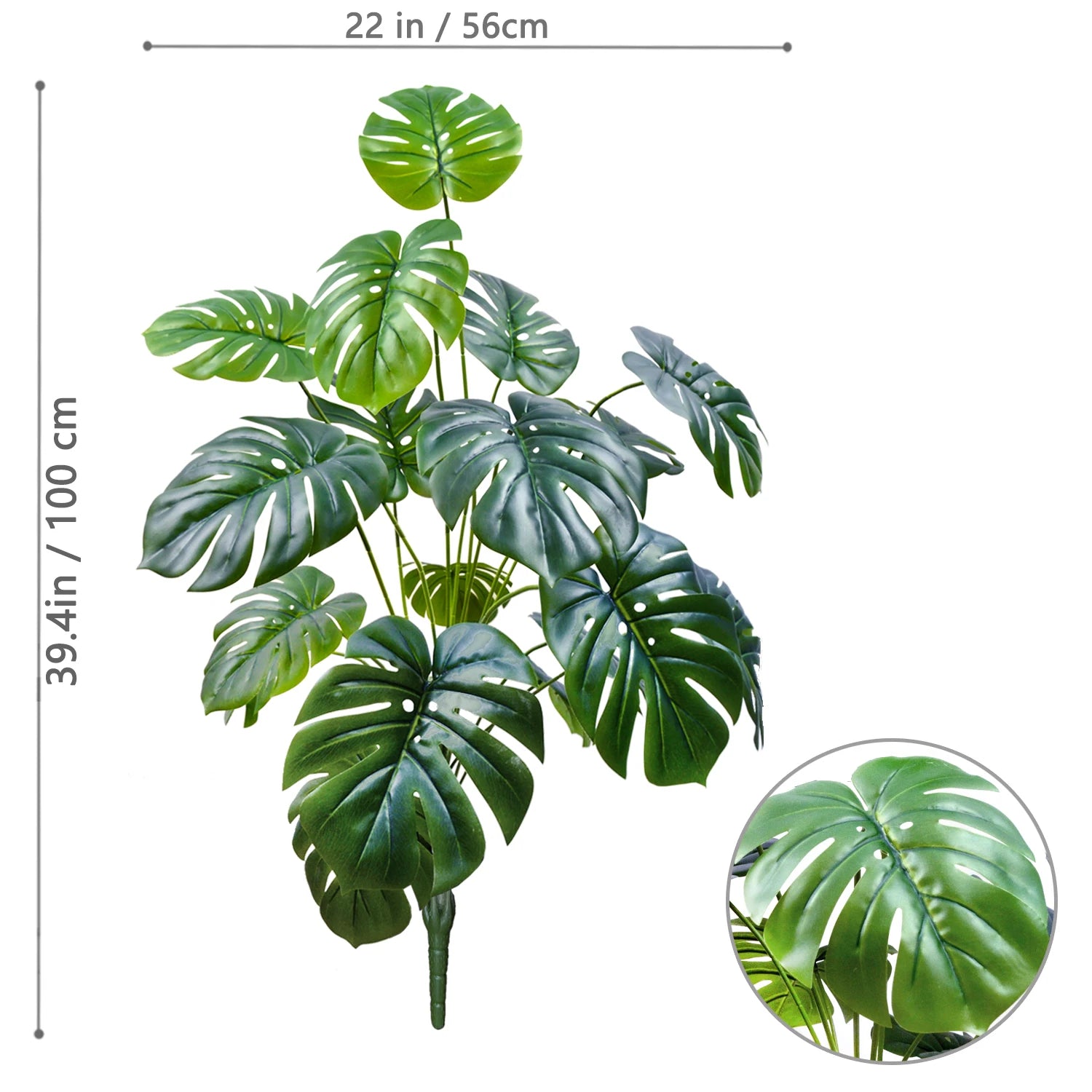 40-103cm /40.5in Artificial Monstera Plants Fake Palm Tree Plastic Turtle Leaves Green Tall Plants For Home Garden Room Decor