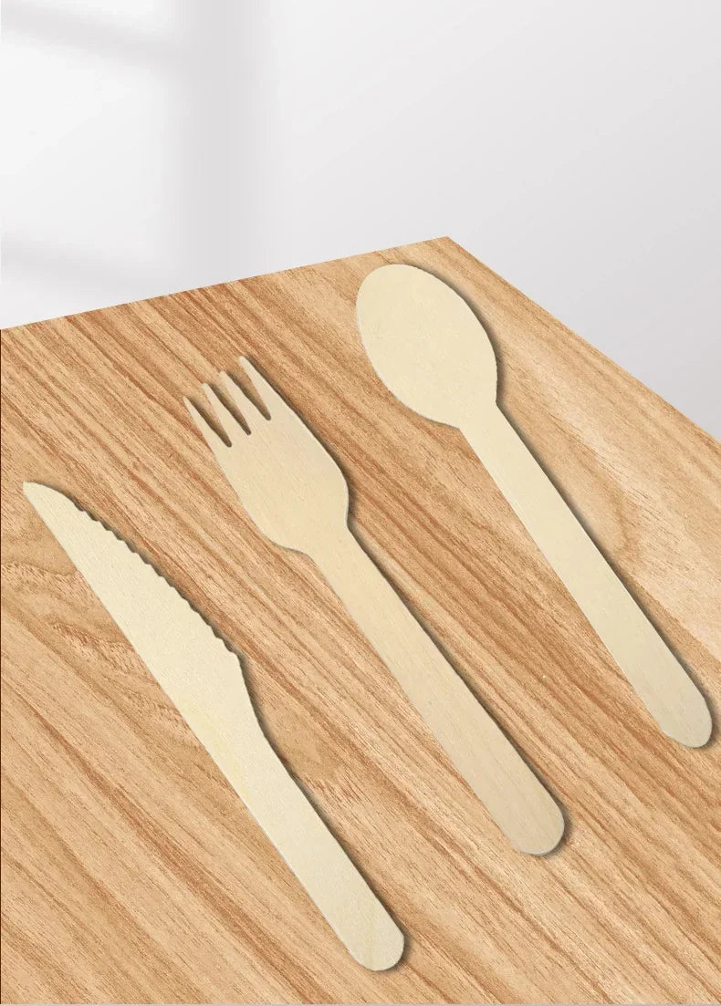 50/100pcs Wooden Fruit Cake Forks Western-style Meat Steak Pasta Disposable Tableware Wedding Birthday Party Cake Accessories