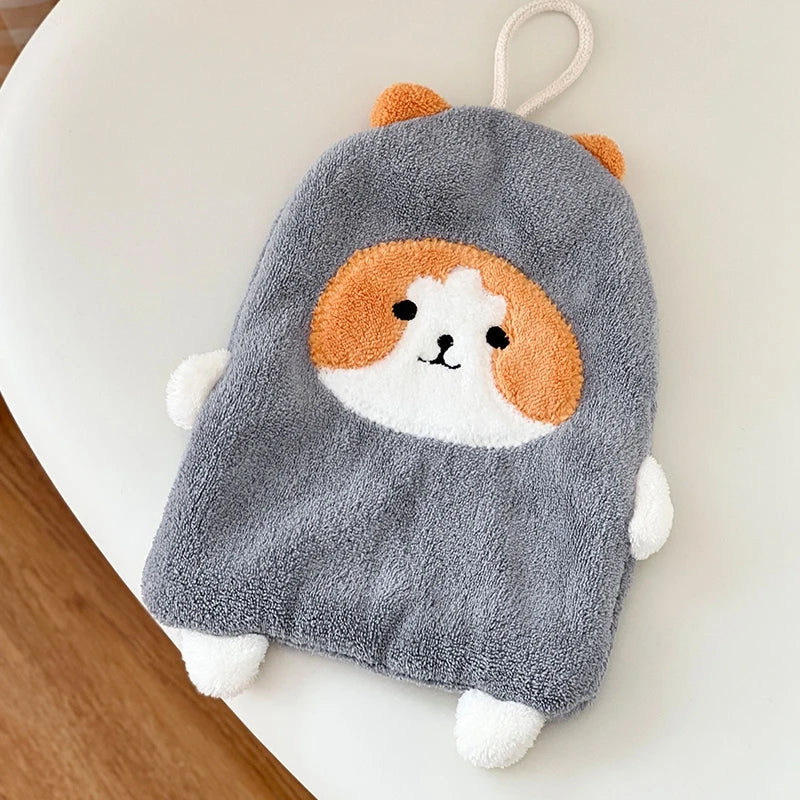 Cartoon Kitty Hand Towel Bathroom Soft Water-absorbing Towel Coral Fleece Handkerchief Hanging Kitchen Washing Hand Cloth Rag