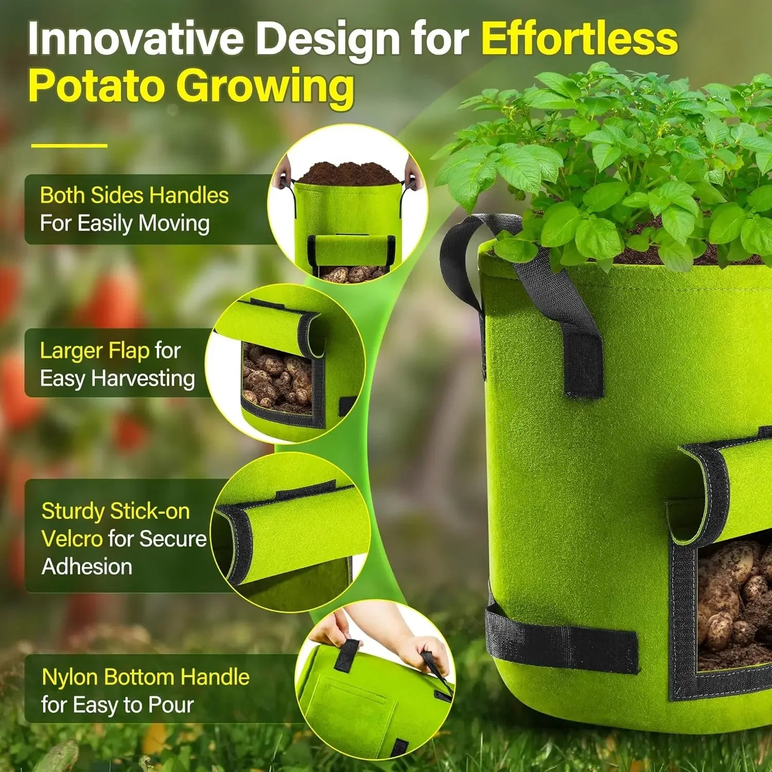 5/10Gallon Felt Plant Grow Bags Nonwoven Fabric Garden Potato Pot Greenhouse Vegetable Growing Bags Moisturizing Vertical Tools