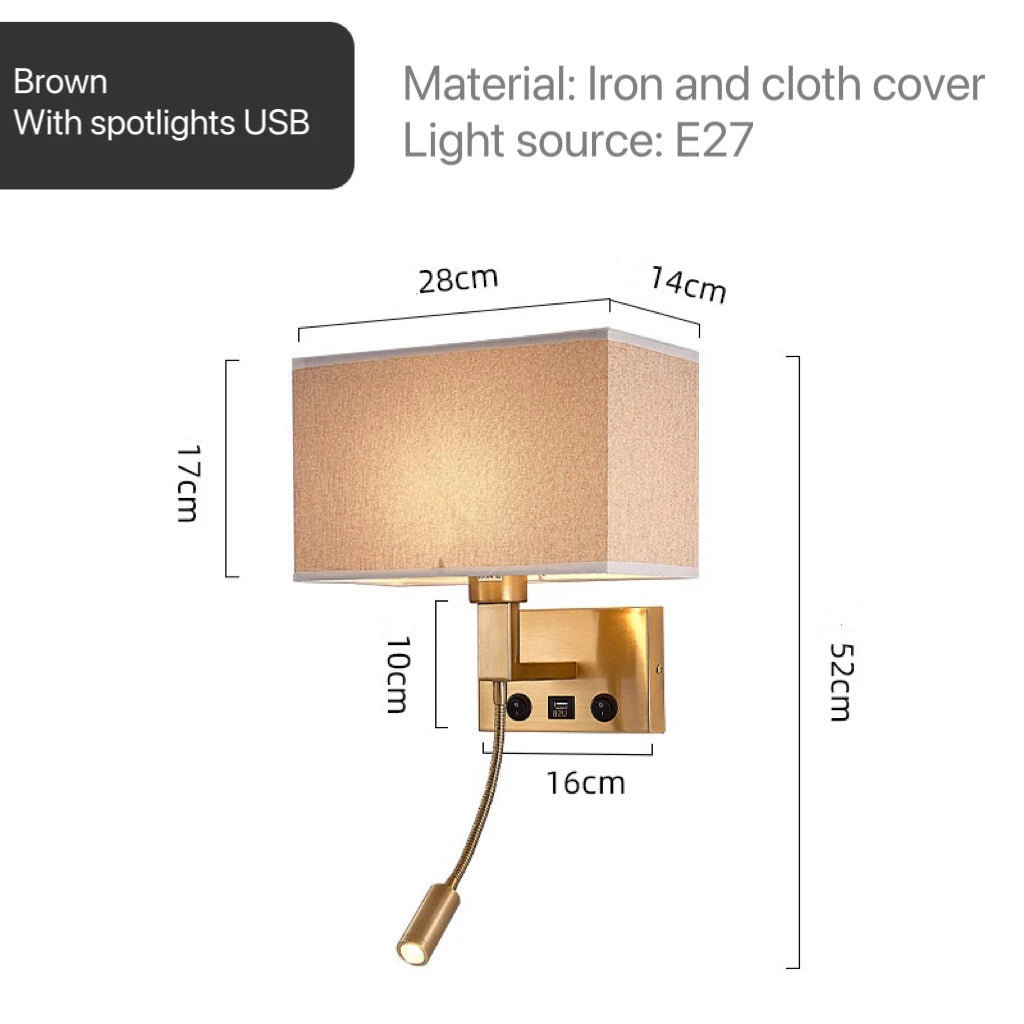 Modern Bedroom Bedside Hotel Wall Lamp Decoration Fabric Sconce Lights Reading Lighting Spotlight Simple Cotton Luminaire Indoor