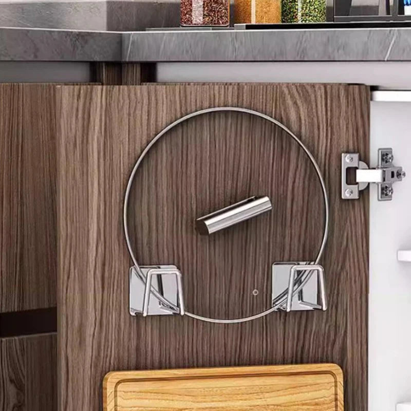 Kitchen Non Perforated Stainless Steel Storage Rack, Wall Mounted Pot Cover Rack, Cabinet Bottom Cutting Board Storage Rack