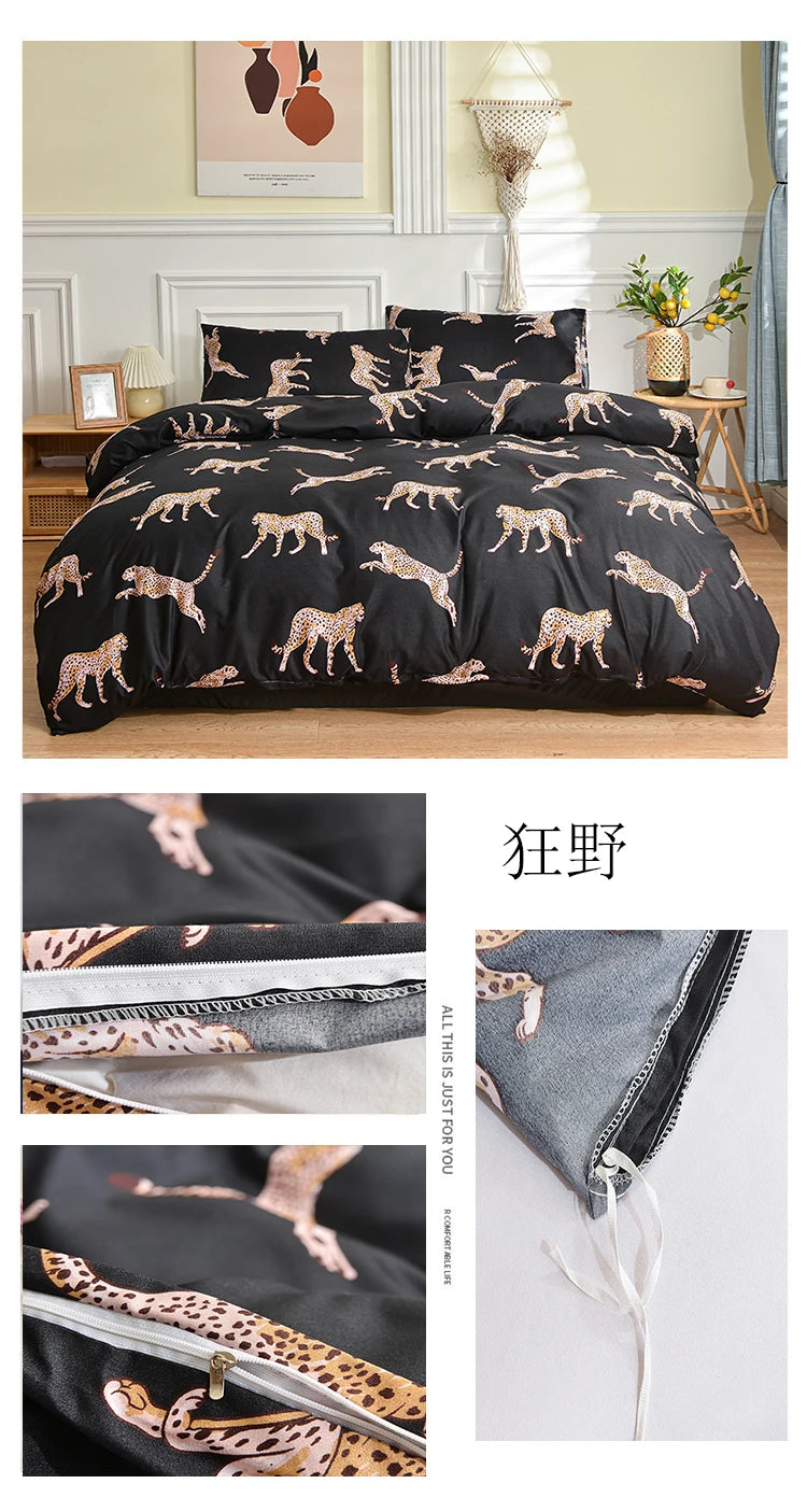 Black and White Bedding Set for Double Bed sabanas cama matrimonial Queen/King Comforter Sets Single Duvet Cover with Pillowcase