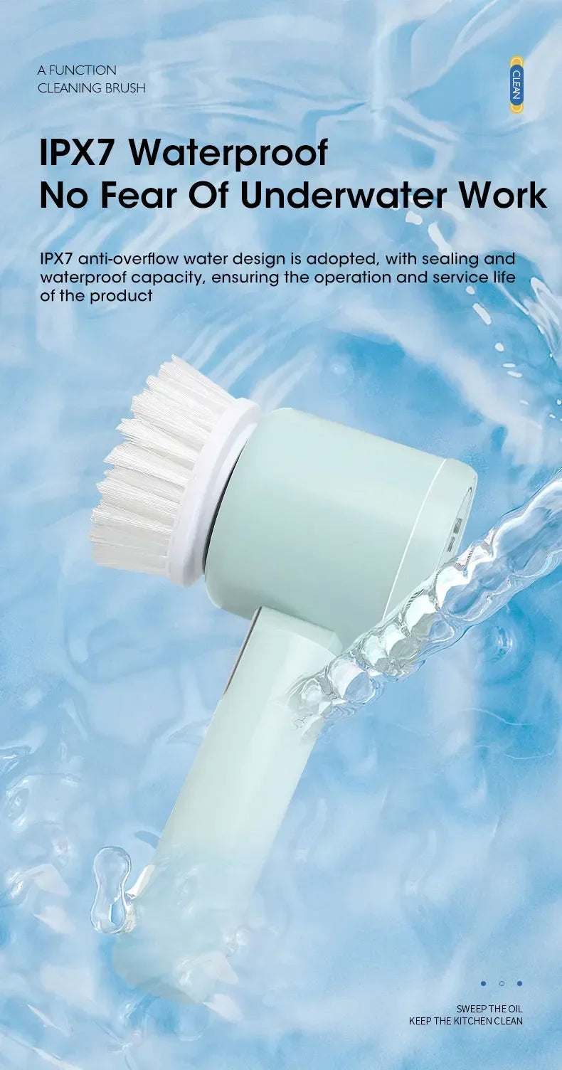 New Cordless Spin Scrubber Electric Rechargeable 5 in 1 Brush Heads for Bathroom Kitchen Tile Grout Shower Car Deep Clean