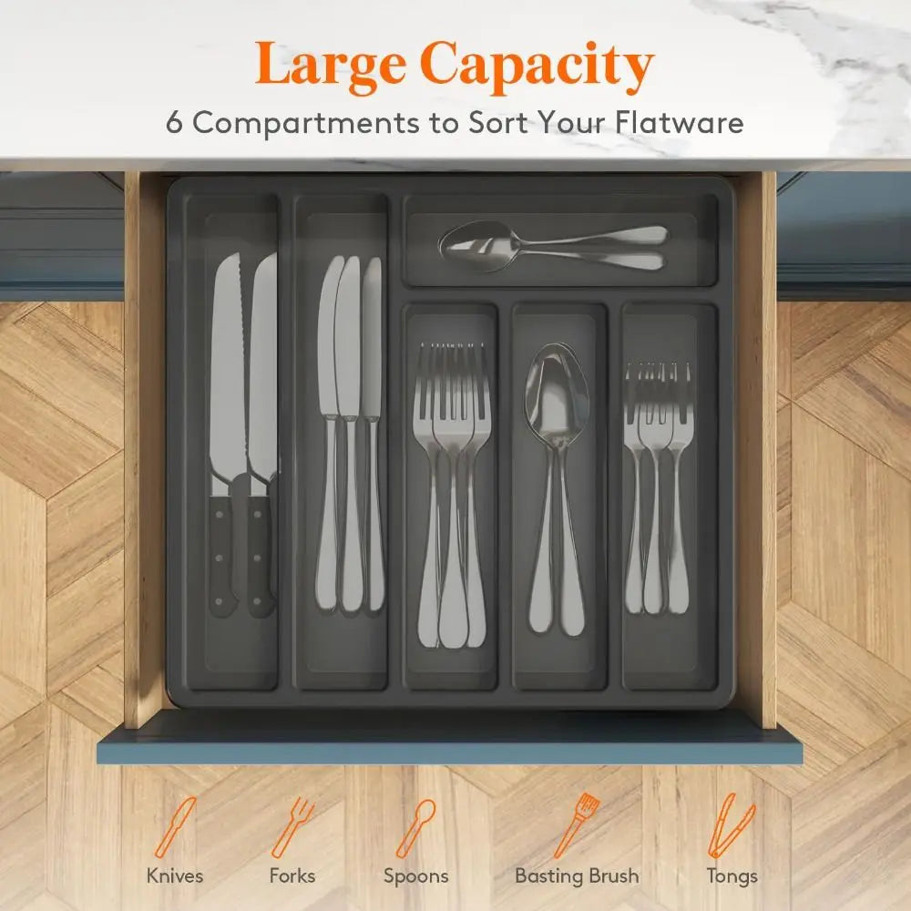 Kitchen drawer storage rack, cabinet tray, silverware storage rack with lid, plastic drawer with lid, cutlery tray, cutlery rack