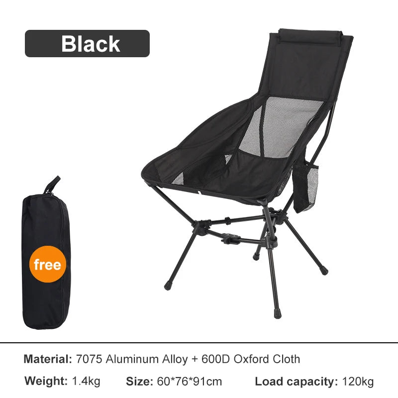 WESTTUNE Camping Moon Chair Ultralight Fishing Folding Chair with Headrest for Relaxing Foldable Leisure Travel Furniture Picnic