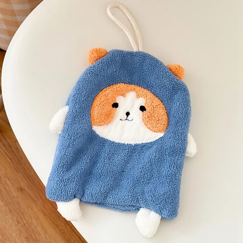 Cartoon Kitty Hand Towel Bathroom Soft Water-absorbing Towel Coral Fleece Handkerchief Hanging Kitchen Washing Hand Cloth Rag