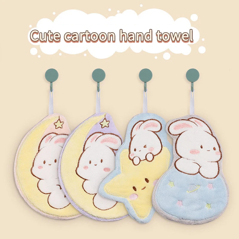 Hand Towel Absorbent Kitchen Towel Hand Cloth Bathroom Hand Cloth Cartoon Hand Towels Convenient Hanging Towel for Hand 핸드타올