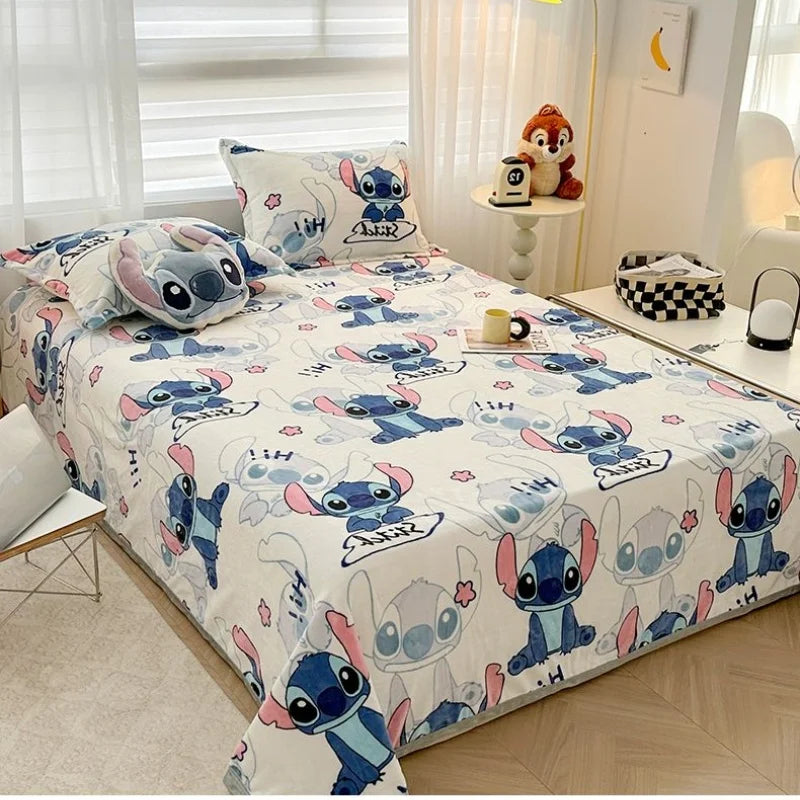 Stitch Cartoon Blanket Kawaii Lightweight Style Home Textile Flannel Soft Throw Blanket Bedding Sofa Cover for Kids Gift