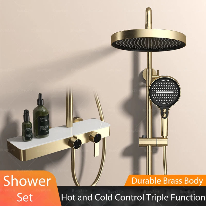 Bathroom Shower System Set Hot and Cold Control Multifunctional Knobbed Triple Function Water Outlet  Pressurized Shower Set