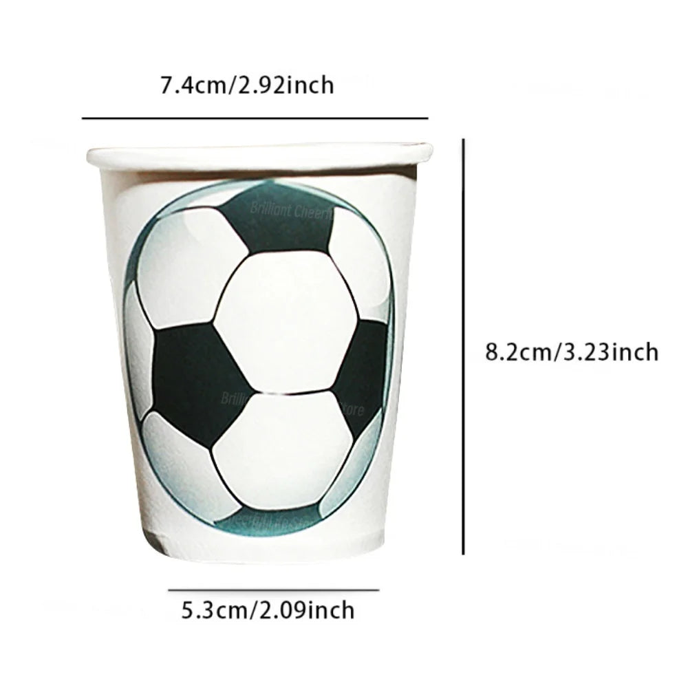 Soccer ball Theme Disposable Tableware Set - Football Party 9oz Paper Cup For Sports Birthday Party Favors Decoration Supplies