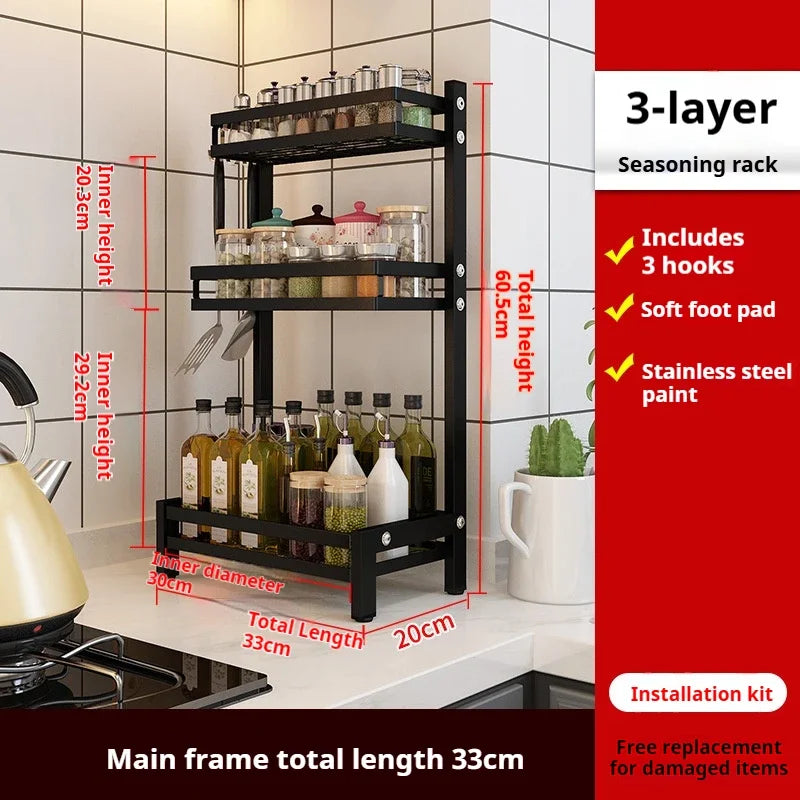 Kitchen Spice Rack Kitchen Storage Rack Household Accessories Multifunctional Dish Cutlery Knife Spoon Sink Rack Set Organizer