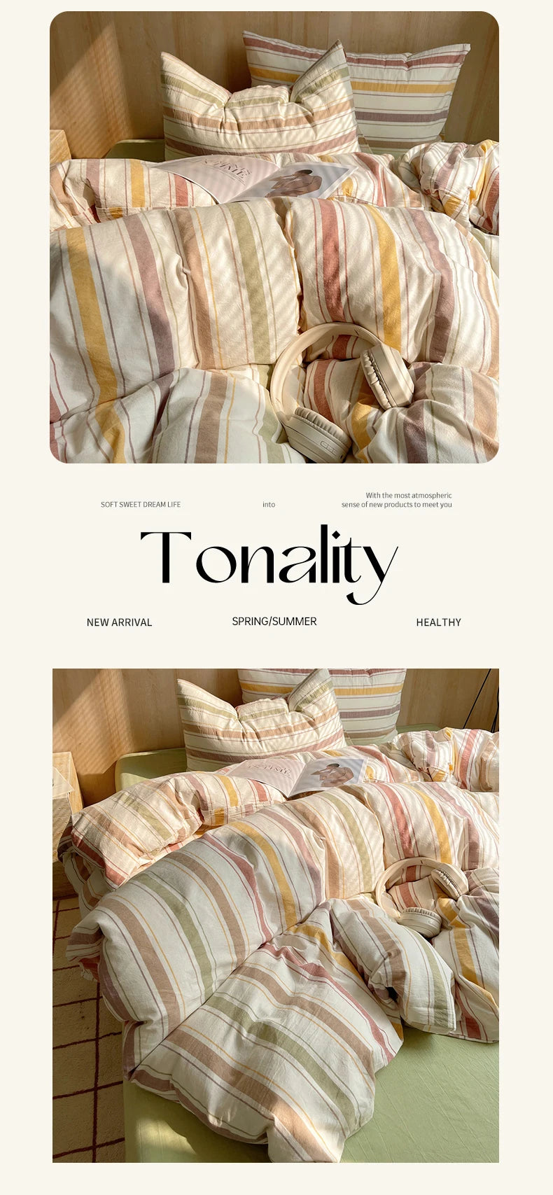 100% cotton Soft Bedding Set Stripe Printing Duvet Cover with Pillow Case Bedclothes Bedspread Pillowcases Comforter Sets