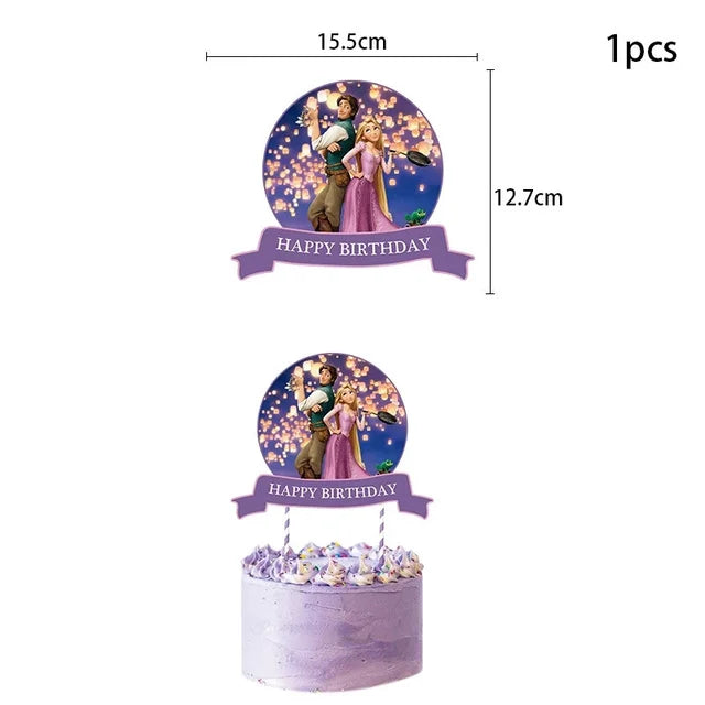 Disney Tangled Rapunzel Princess Party Decorations Disposable Paper Cup Plate Banner Balloons for Girls Birthday Party Supplies