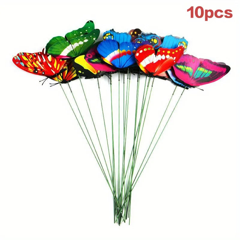 10/20/50pcs Butterfly Decoration Stakes 3D Artificial Butterfly Yard Planter Flower Pot Home Party Garden Patio Decoration