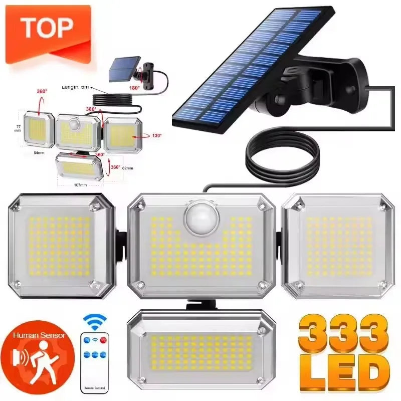 122/333LED Solar Lights Outdoor Motion Sensor Human Induction 3 Modes IP65 Waterproof Solar Power Garage Yard Corridor Wall Lamp