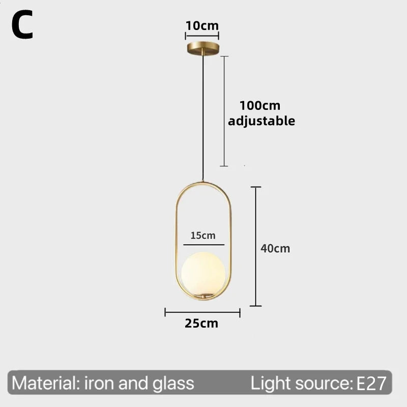 Nordic Bedside Bedroom Light Luxury Modern Simple Minimalist Restaurant Lamp Bar Long Line Single Head Gold Small Chandelier