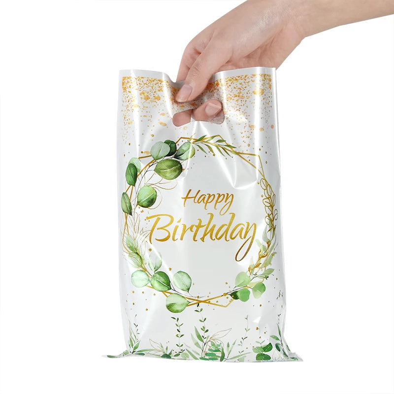 Green Eucalyptus Leaf Disposable Tableware Set Paper Plate Cup Napkin Kids Adult Birthday Supplies Hawaiian Summer Party Decor