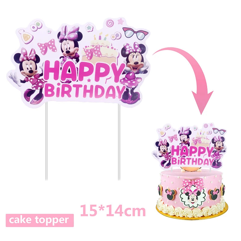 Disney Minnie Mouse Theme Birthday Party Shower Paper Disposable Tableware for girl favor DIY balloon Paper Cup Cake Plate Decor