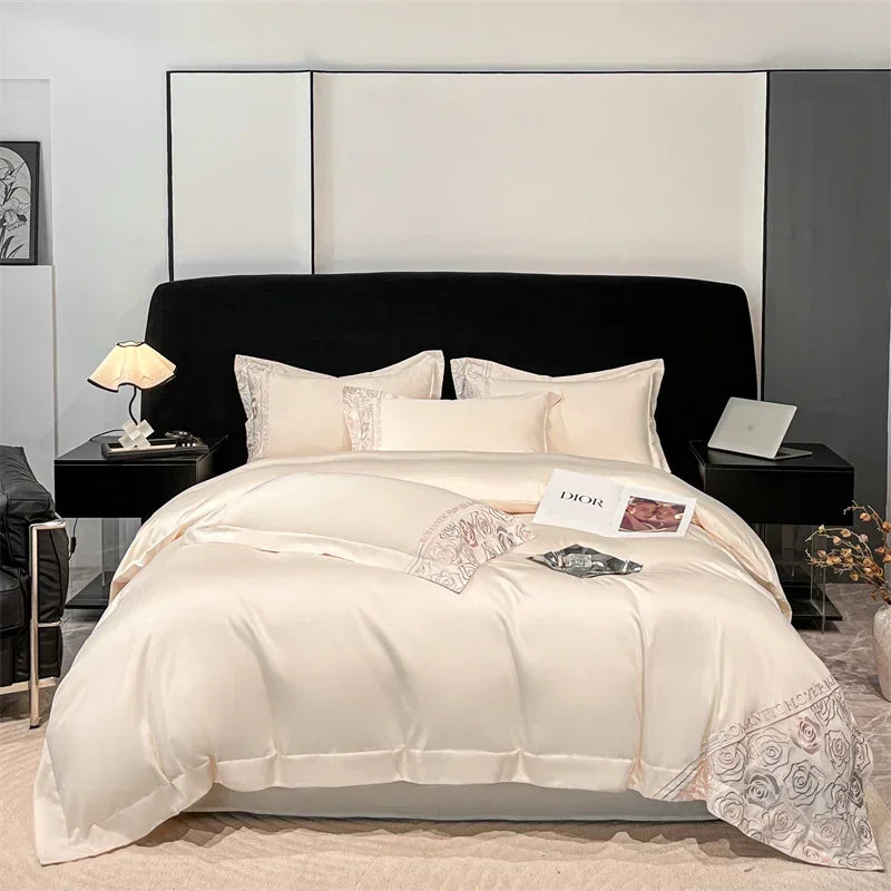 Svetanya Lyocell Cotton Bed Linens Bedding Set Sheet Pillowcase Blanket Cover Ru Queen King Size