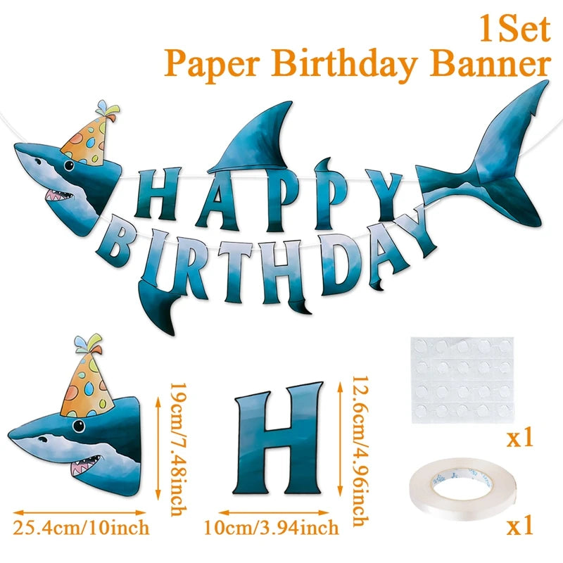 Shark Party Disposable Tableware Set Plates Cups Ocean Shark Birthday Party Decor Kids Boy Baby Shower Party Decor Supplies