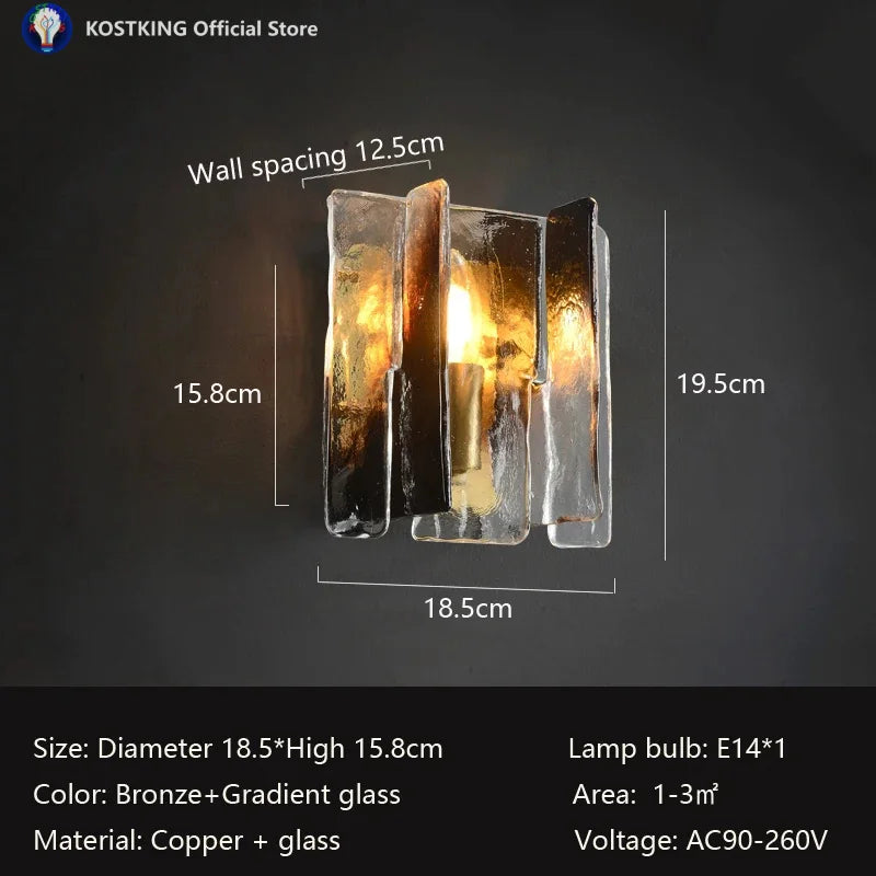 Living Room All Copper Wall Lamp Modern Luxury Tv Wall Designer Glass Pendant Lamp Minimalist Nordic Bedroom Bedside Lamp