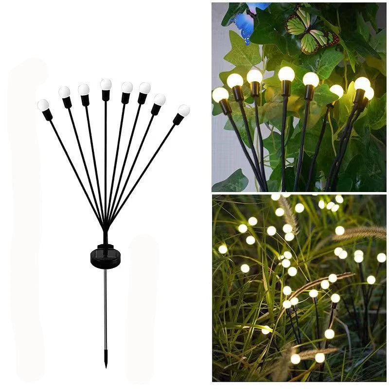 6/8/10 LEDs Outdoor Summer Garden Solar Firefly Lanw Lamp Courtyard Corridor Holiday Atmosphere Decor Landscape Ground Lights