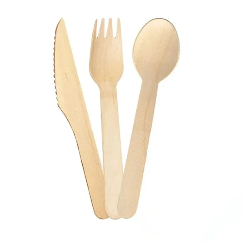 50/100pcs Wooden Fruit Cake Forks Western-style Meat Steak Pasta Disposable Tableware Wedding Birthday Party Cake Accessories