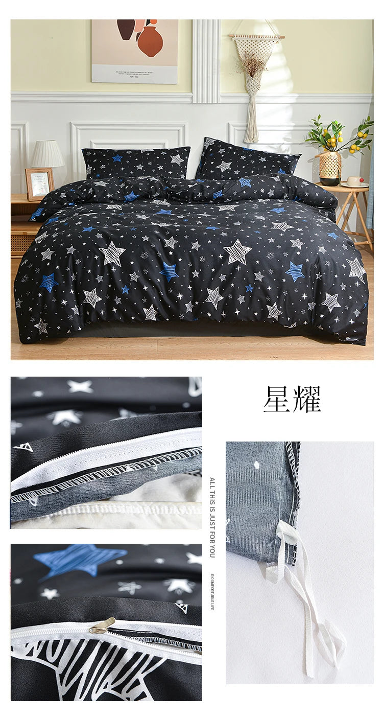 Black and White Bedding Set for Double Bed sabanas cama matrimonial Queen/King Comforter Sets Single Duvet Cover with Pillowcase