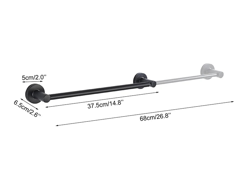 Bathroom Retractable Towel Single Bar Black, Chrome Single Towel Rack Extended Drying Towel Hanging Bar Bathroom EL81024