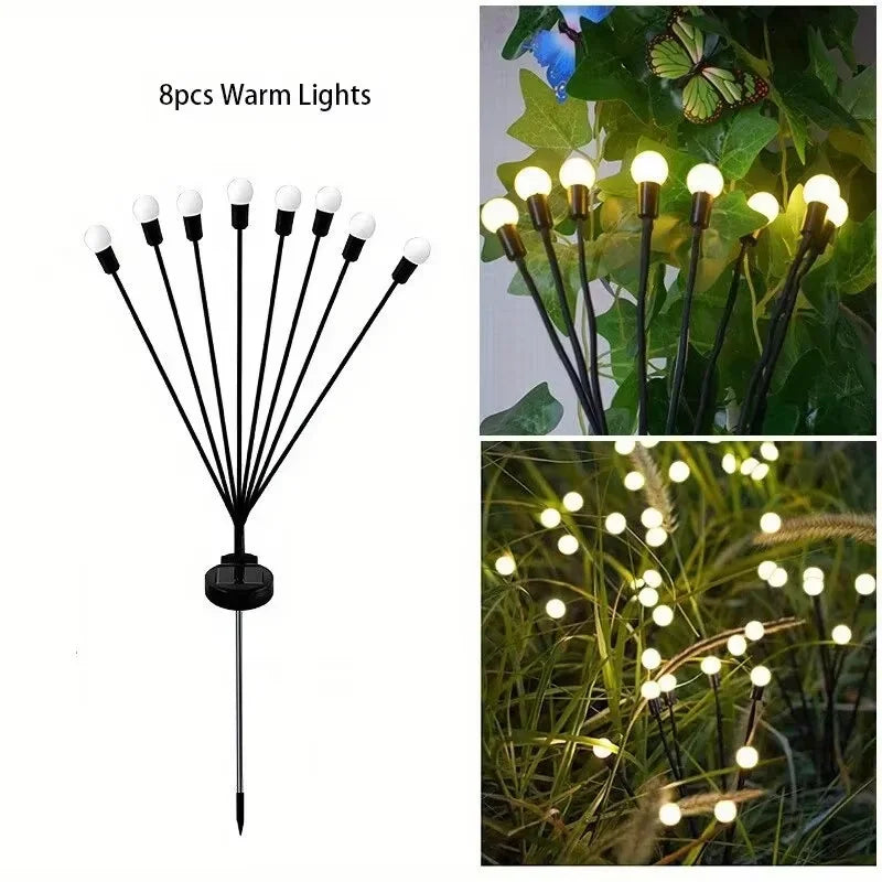 Garden Lights-New Upgraded Solar Powered Firefly Lights Outdoor Waterproof Vibran Garden Lights for Decorationi