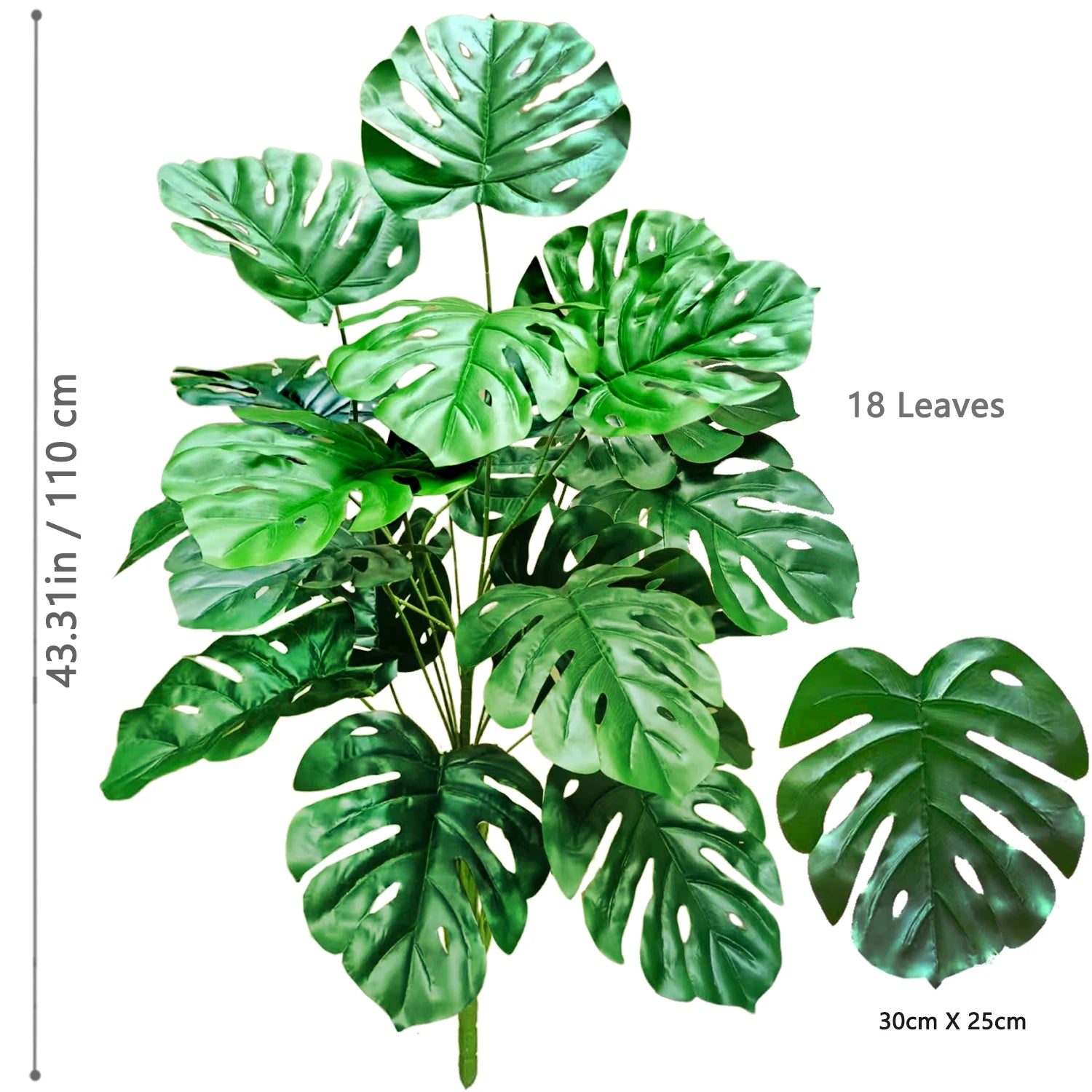 40-103cm /40.5in Artificial Monstera Plants Fake Palm Tree Plastic Turtle Leaves Green Tall Plants For Home Garden Room Decor