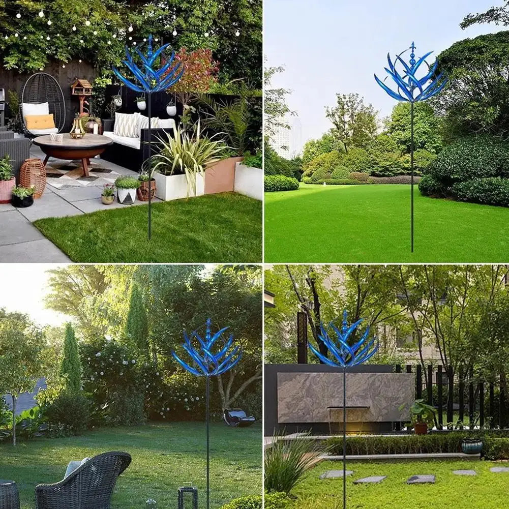 Wind Spinner Metal Windmill 3D Wind Powered Sculpture Lawn Metal Wind Solar Spinners Yard And Garden Decor