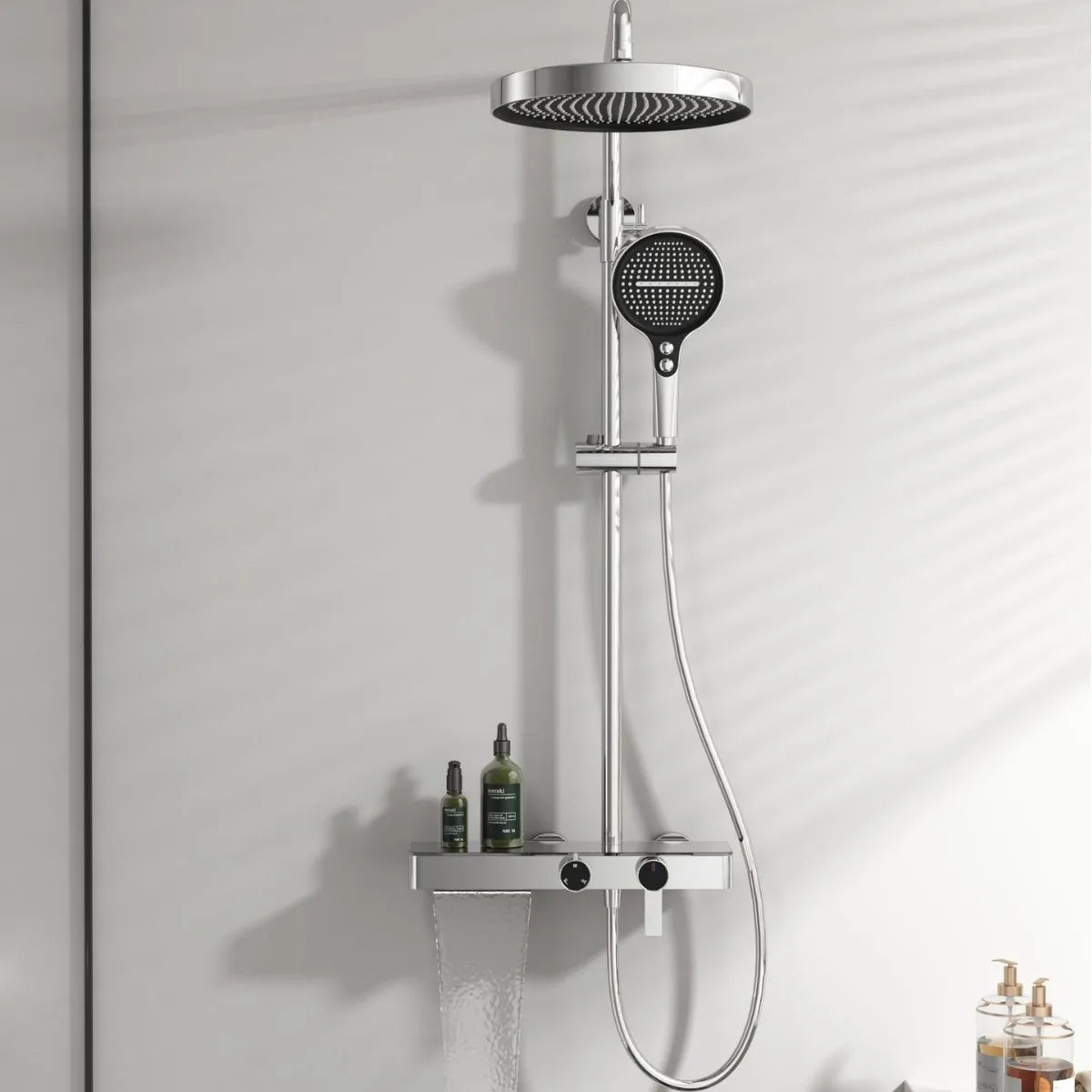 Bathroom Shower System Set Hot and Cold Control Multifunctional Knobbed Triple Function Water Outlet  Pressurized Shower Set