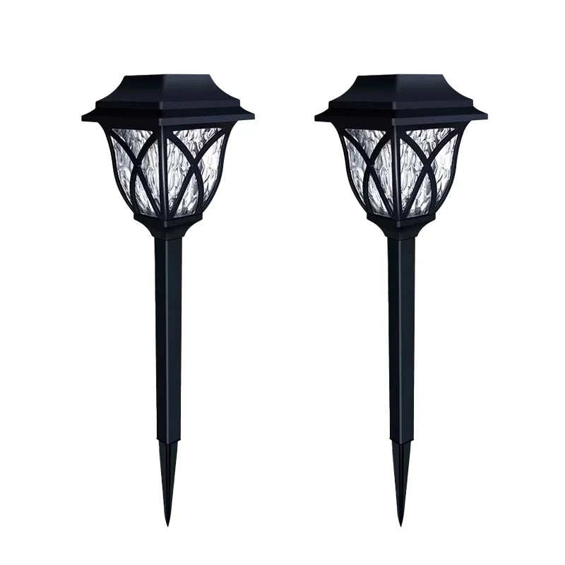 2pcs LED Solar Lawn Lights Outdoor Waterproof Garden Pathway Lamps Warm Light for Villa Courtyard Landscape Decoration Miflame