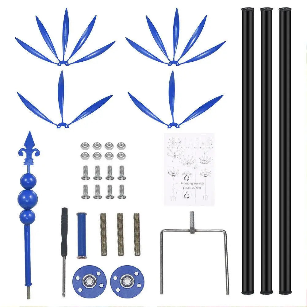 Wind Spinner Metal Windmill 3D Wind Powered Sculpture Lawn Metal Wind Solar Spinners Yard And Garden Decor