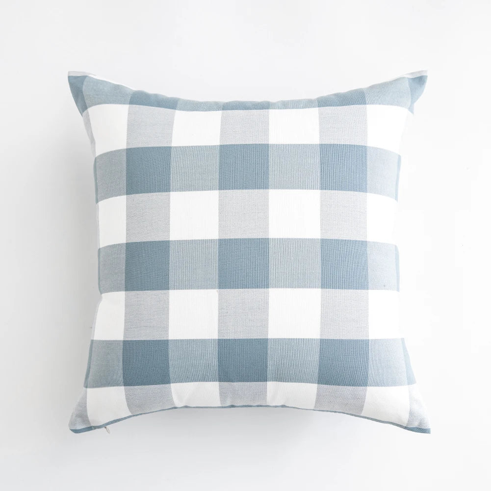 LEEJOOM Light Blue Baby Blue Pillow Covers Plaid Home Decorative Sofa Cushion Cover 30x50cm/45x45cm 1PC