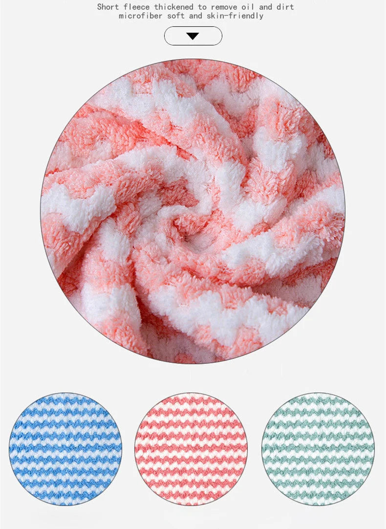 Coral Fleece Dishcloths Thickened Kitchen Cleaning Towel Absorbent Non-stick Oil Microfiber Rag Pan Pot Dish Wipe Cloth