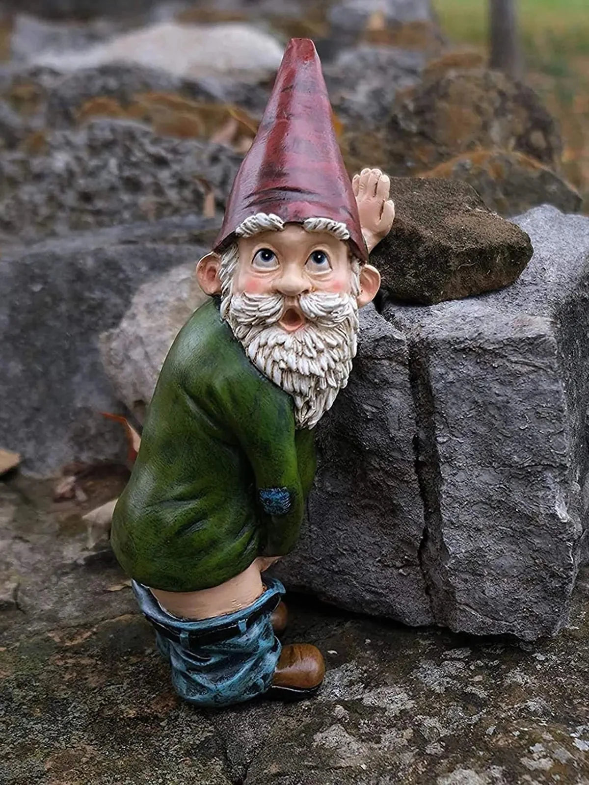 White Bearded Old Man Dwarf Sculpture Creative Urinating Gnome Statue Resin Crafts Garden Courtyard Home Decoration Accessories