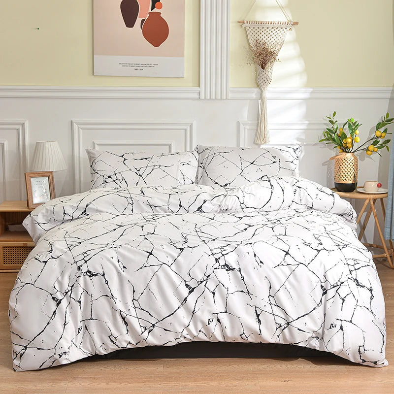 Black and White Bedding Set for Double Bed sabanas cama matrimonial Queen/King Comforter Sets Single Duvet Cover with Pillowcase