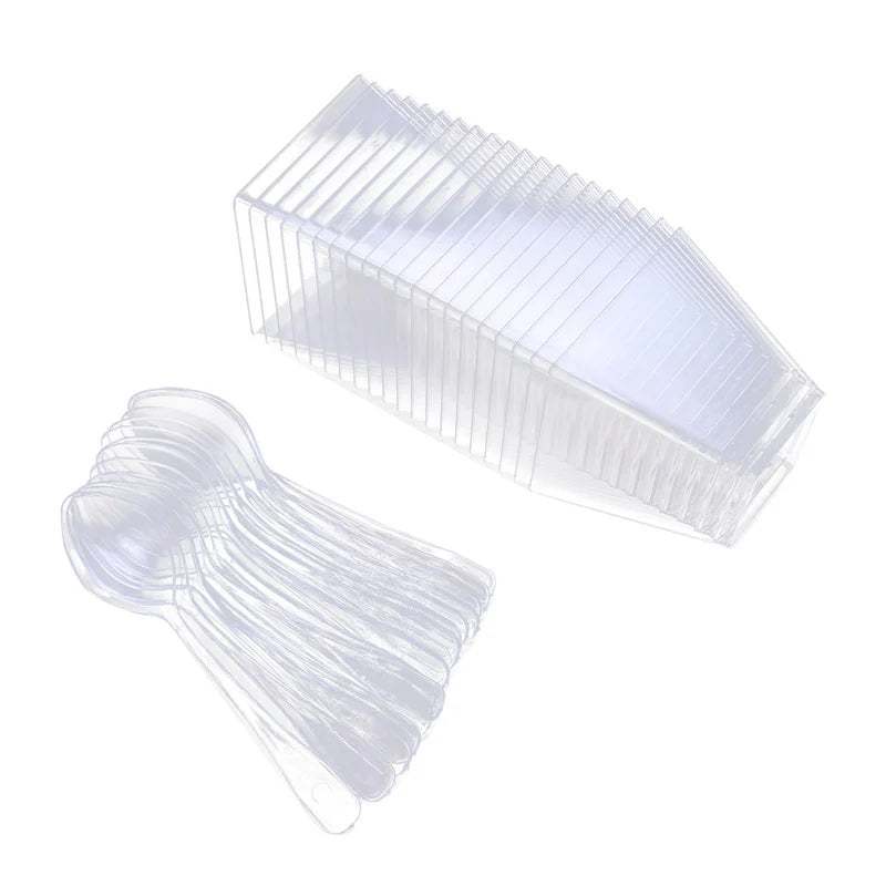 Disposable Tableware Set Dessert Cups Spoons Set Jelly Smoothie Mousse Fruit Cube Pudding Cup Party PS Dessert Suit Cups