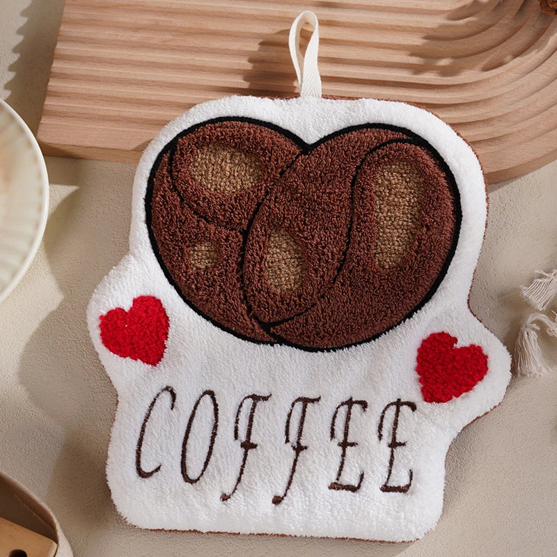 Hand Towel Absorbent Kitchen Towel Hand Cloth Bathroom Hand Cloth Cartoon Hand Towels Convenient Hanging Towel for Hand 핸드타올