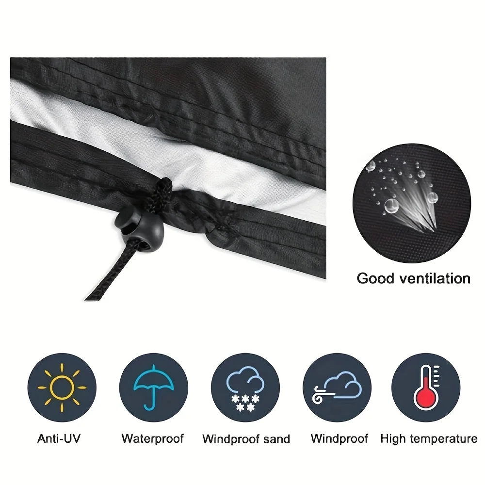 Black Round Barbecue Cover Outdoor Patio Waterproof Protective Cover, Barbecue Accessories Kitchen Accessories