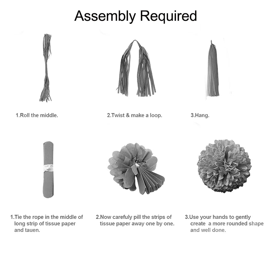 Purple Pink Birthday Party Decorations Set with Happy Birthday Banner, Tissue Paper Pompoms, Tassel Garland, and Balloon Set