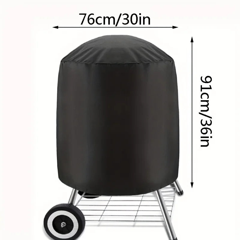 Black Round Barbecue Cover Outdoor Patio Waterproof Protective Cover, Barbecue Accessories Kitchen Accessories