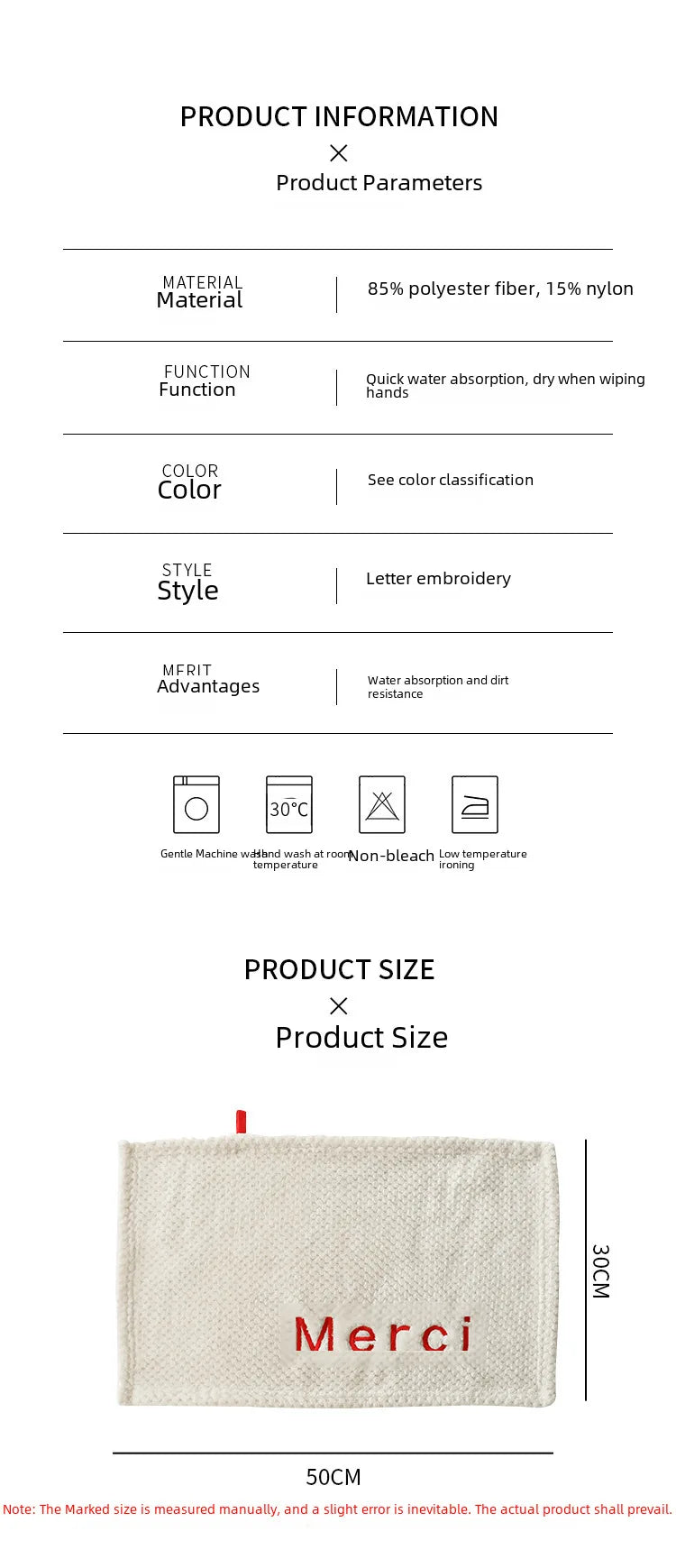 Hand Towel Embroidered Letter Soft Absorbent Bathroom Kitchen Cleaning Cloth Small Square Towel Hair Drying Wholesale Price