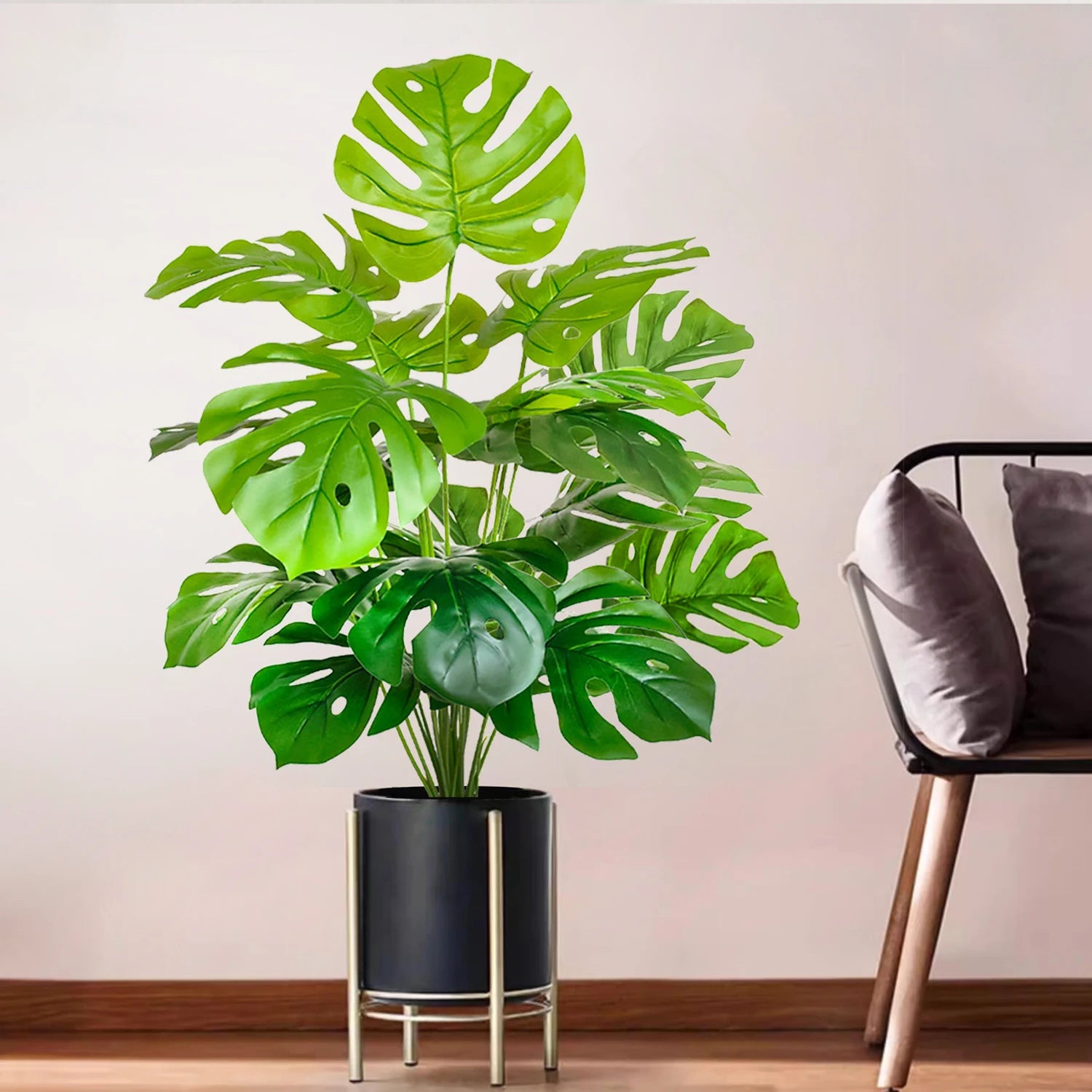 40-103cm /40.5in Artificial Monstera Plants Fake Palm Tree Plastic Turtle Leaves Green Tall Plants For Home Garden Room Decor