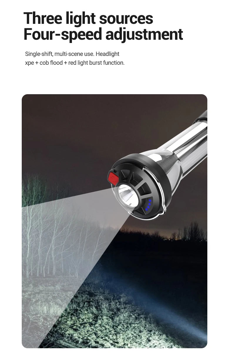 Rechargeable LED Portable Light Super Bright Flashlight Camping Light Work Light