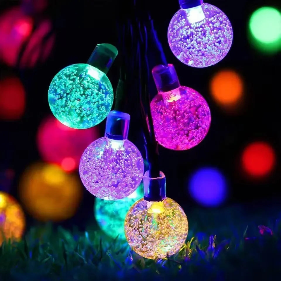 1PCS Solar Crystal Globe LED String Lights 20/60 LED 8 Lighting Modes  Fairy Light Christmas Garland for Garden Party Decor